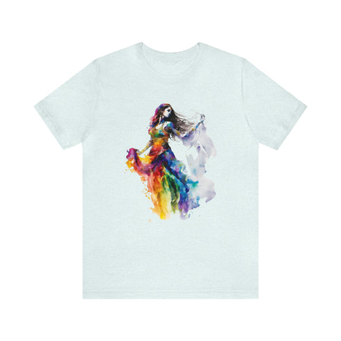 Rainbow Belly Dancer's Pose - Short Sleeve Tee Heather Ice Blue